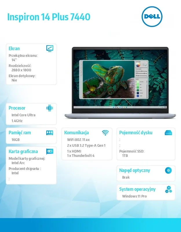 Dell Notebook Inspiron Plus 7440 | Win11Pro Ultra | 16GB | 1TB SSD