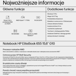 HP EliteBook 655 G10 | Ryzen 7 7730U | 15.6″ FHD | 16GB | 512GB SSD | RX Vega 8 | Win 11 Pro | 3Y OnSite