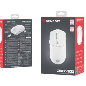 GENESIS Zircon 500 myszka Gaming Po prawej stronie RF Wireless + Bluetooth + USB Type-C Optyczny 10000 DPI