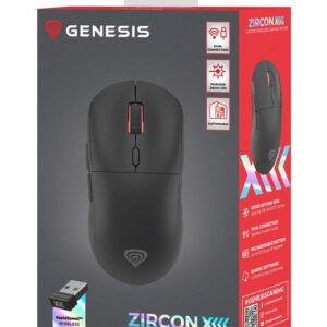 GENESIS Zircon XIII myszka Gaming Oburęczny RF Wireless + USB Type-C Optyczny 26000 DPI