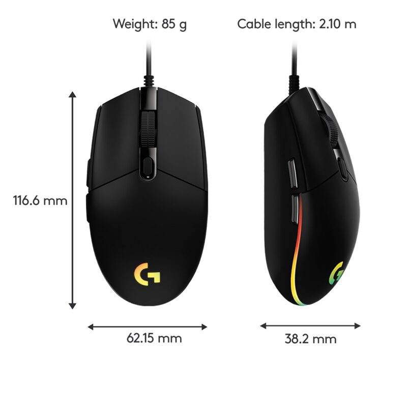 Logitech G G203 Lightsync myszka Gaming USB Typu-A 8000 DPI