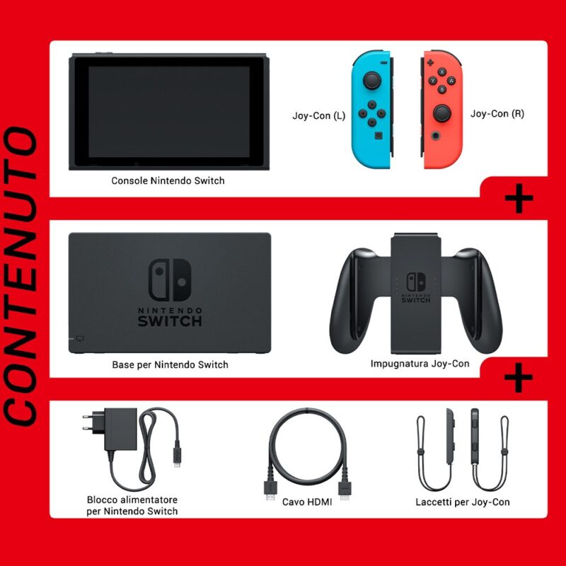 Nintendo Switch 32 GB | Konsola przenośna do gier | Wi-Fi | Szaro-Czerwono-Niebieska
