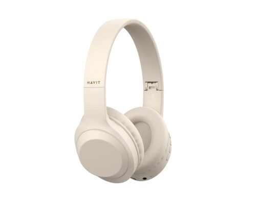 Havit H628BT | Beżowe słuchawki Bluetooth nauszne z mikrofonem