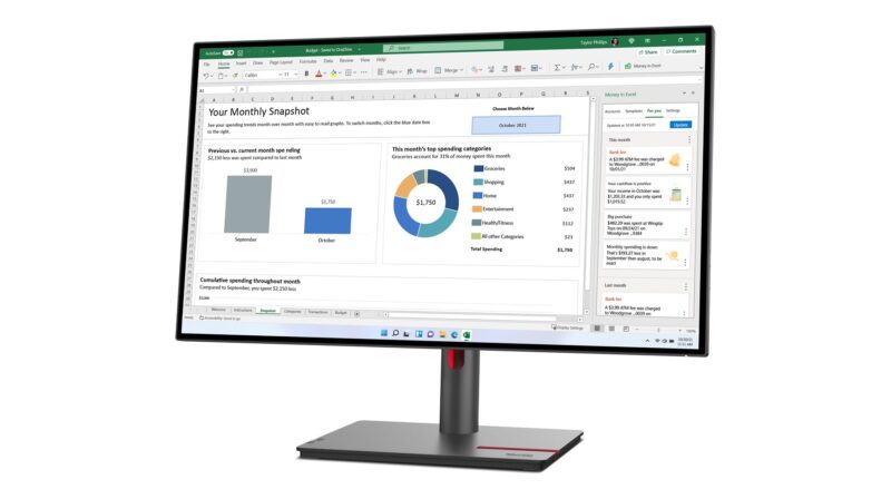 Lenovo ThinkVision P27h-30 LED display 68,6 cm (27") 2560 x 1440 px Quad HD LCD Czarny