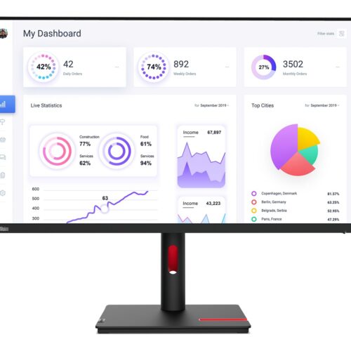 Lenovo ThinkVision T32p-30 LED display 80 cm (31.5") 3840 x 2160 px 4K Ultra HD Czarny