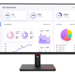 Lenovo ThinkVision T32p-30 LED display 80 cm (31.5") 3840 x 2160 px 4K Ultra HD Czarny