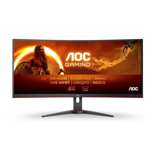 AOC G2 CU34G2XE/BK LED display 86,4 cm (34") 3440 x 1440 px Wide Quad HD LCD Czarny, Czerwony