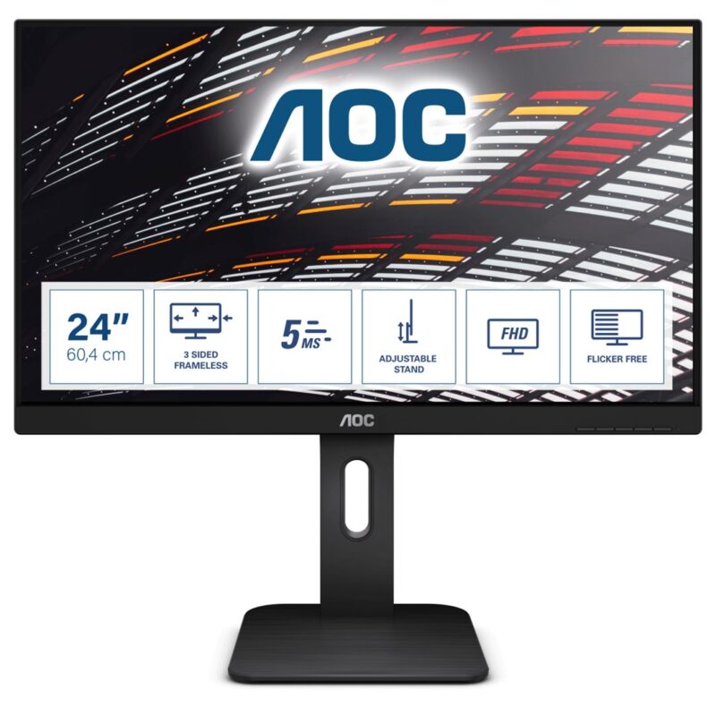 Monitor AOC 24P1 (23,8"; IPS; FullHD 1920x1080; DisplayPort, HDMI, VGA; kolor czarny)