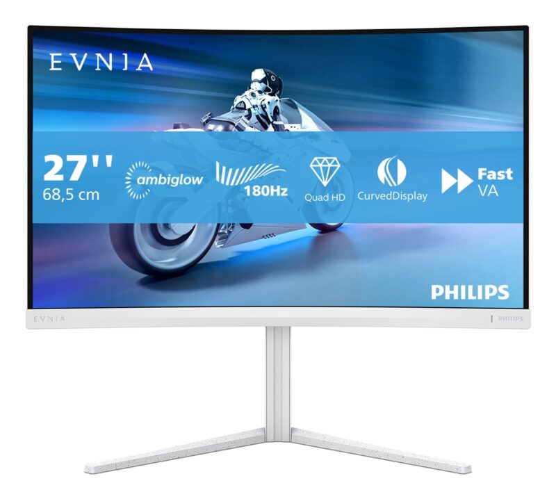 Philips Evnia 27M2C5501 | 27″ QHD 165Hz | Zakrzywiony VA Biały