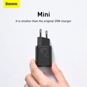 BASEUS ŁADOWARKA SIECIOWA Z KABLEM USB-C DO USB-C TZCCSUP-L01 SUPER SI 1C 25W CZARNA