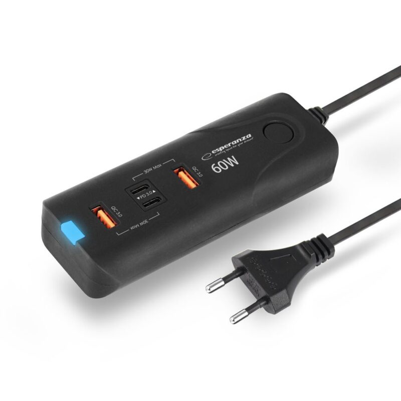 Esperanza EZC109 | 60W 2×USB-C PD 30W + 2×USB-A QC