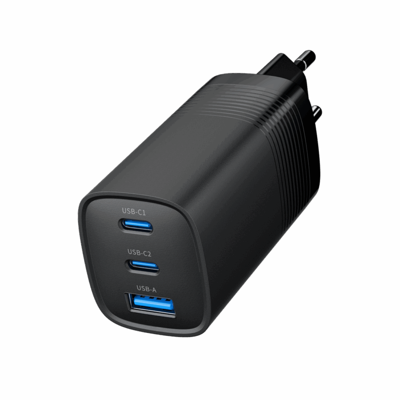 GEMBIRD SZYBKA ŁADOWARKA USB POWER DELIVERY USB TYPU C, 3X USB, 65 W, GAN CZARNA