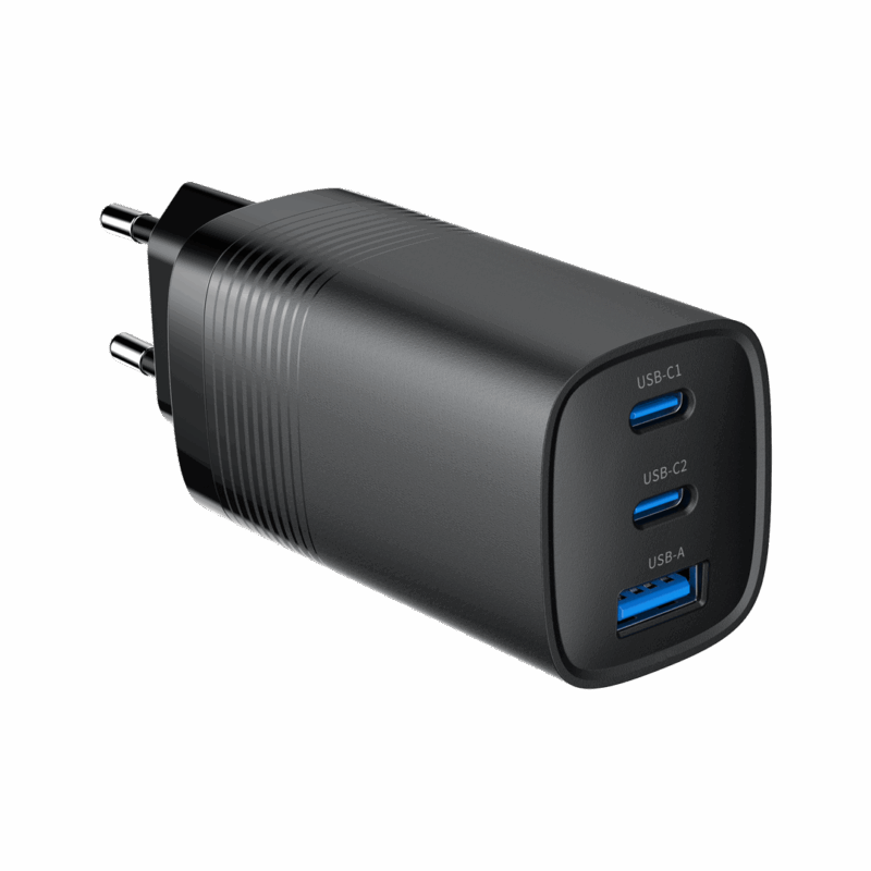 GEMBIRD SZYBKA ŁADOWARKA USB POWER DELIVERY USB TYPU C, 3X USB, 65 W, GAN CZARNA