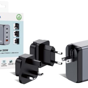 GNC-200 GAN CHARGER 4 PORT 200W/USB A/C (EU/UK/US)