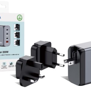 GNC-200 GAN CHARGER 4 PORT 200W/USB A/C (EU/UK/US)