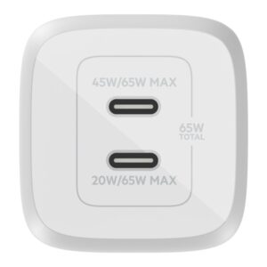 Belkin BoostCharge Pro | 65W Dual USB-C PD 3.0 PPS | GaN White