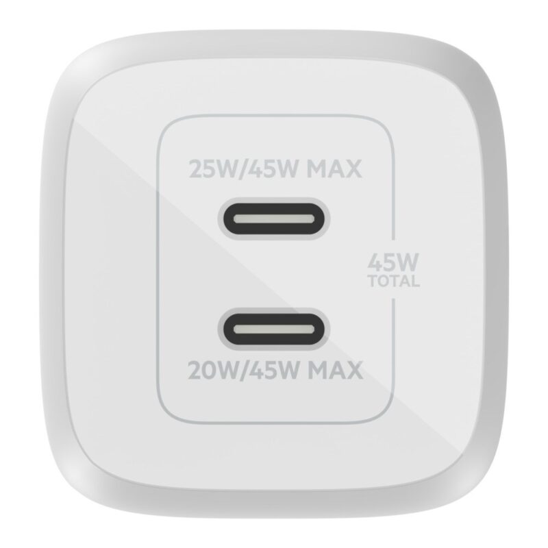 Ładowarka Belkin BoostCharge Pro Dual USB-C PD 3.0 PPS GaN Wall Charger 45W White