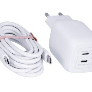 Ładowarka Belkin BoostCharge Pro Dual USB-C PD 3.0 PPS GaN Wall Charger 65W + USB-C to USB-C Cable 2m White