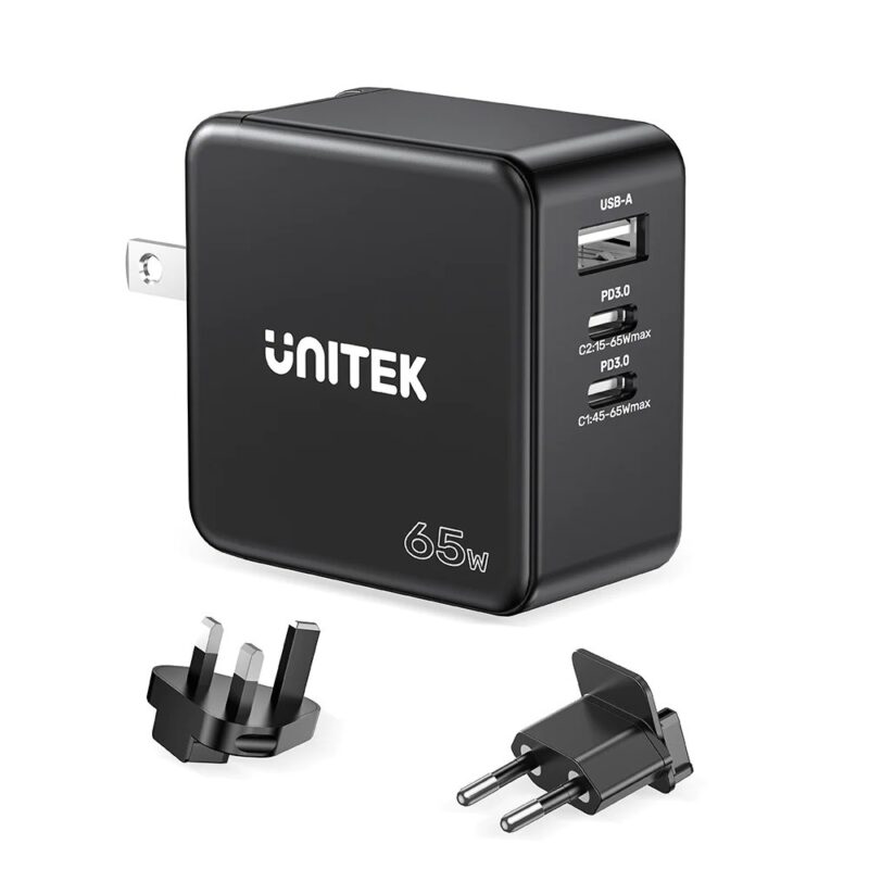 UNITEK GaN PD 65W | 2× USB-C & USB-A