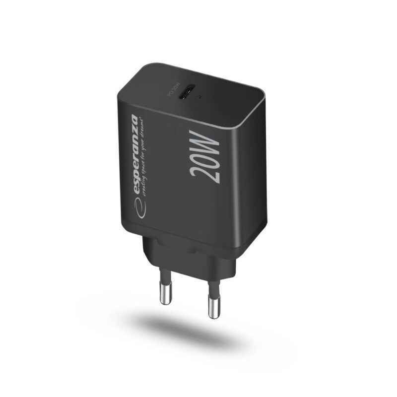 ESPERANZA ŁADOWARKA SIECIOWA 20W USB-C PD CZARNA EZC104K
