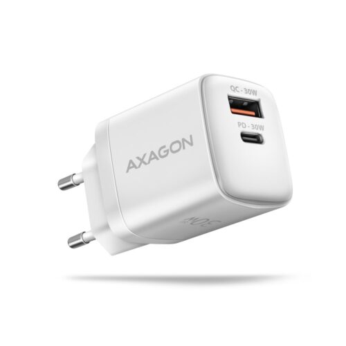 Axagon ACU-PQ30W Ladegerät QC3.0.4.0/AFC/FCP/PPS/Apple+ PD USB-C 30W - weiß - USB Typ C Telefon komórkowy, Smartfon, Smartwatch, Tablet, Uniwersalne Biały Prąd przemienny Szybkie ładowanie Wewnętrzna