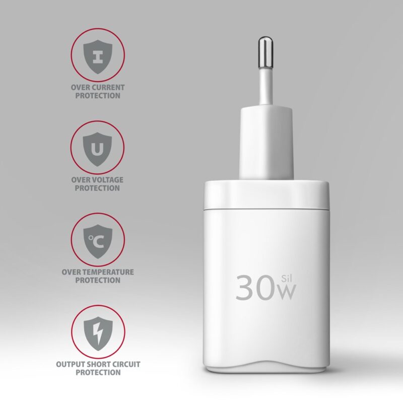 Axagon ACU-PQ30W Ladegerät QC3.0.4.0/AFC/FCP/PPS/Apple+ PD USB-C 30W - weiß - USB Typ C Telefon komórkowy, Smartfon, Smartwatch, Tablet, Uniwersalne Biały Prąd przemienny Szybkie ładowanie Wewnętrzna