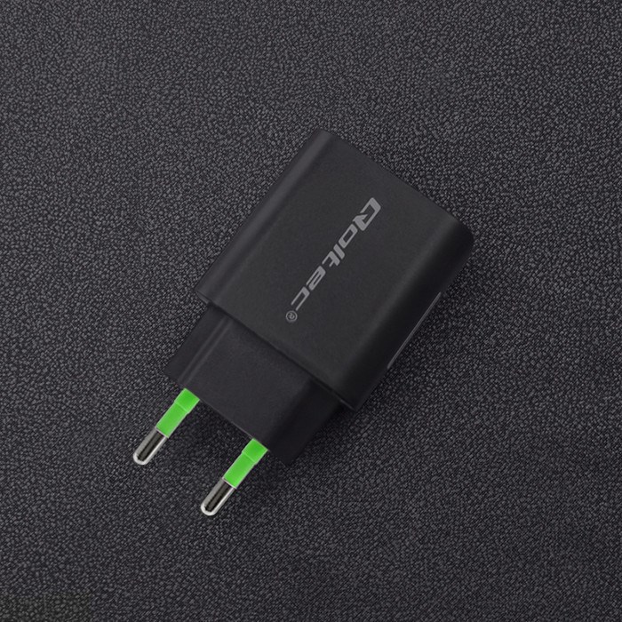 QOLTEC ŁADOWARKA SIECIOWA 18W | 5-12V | 1.5-3A | USB TYP C PD | USB QC 3.0 | CZARNA
