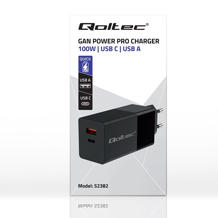 zdjecie-1750757723.jpg Qoltec GaN Power Pro | USB-C + USB-A 100 W PD | Czarna
