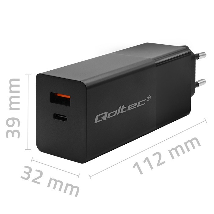 zdjecie-1750757726.jpg Qoltec GaN Power Pro | USB-C + USB-A 100 W PD | Czarna