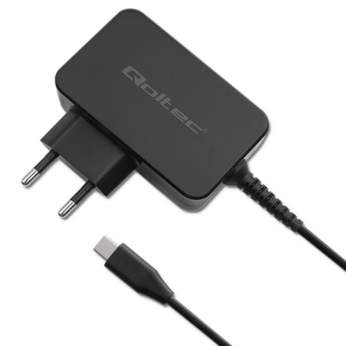 Qoltec GaN Power Pro | 1XUSB-C | 65W | 5-20V | 3-3.25A | CZARNA