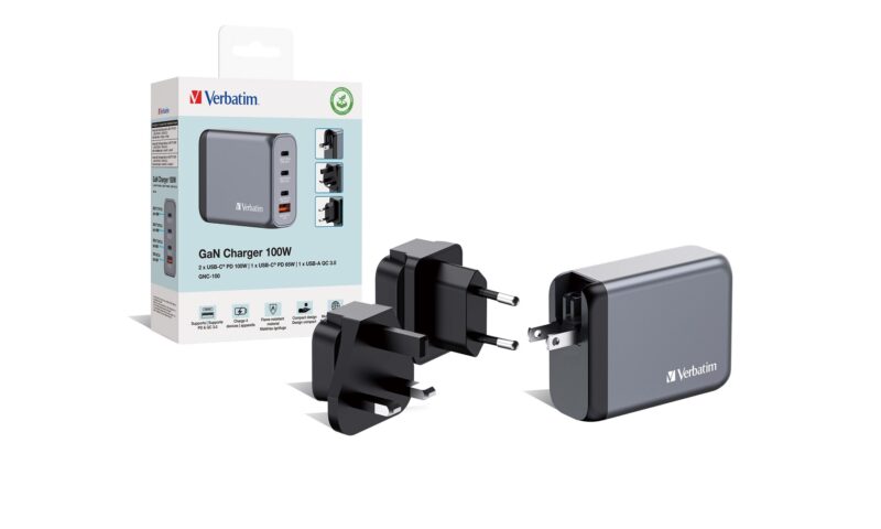 zdjecie-1750757774.jpg Verbatim GaN GNC-100 | 4-portowa ładowarka 100 W | USB-A & USB-C