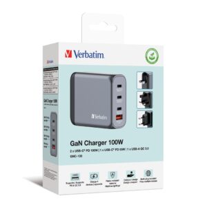 zdjecie-1750757776.jpg Verbatim GaN GNC-100 | 4-portowa ładowarka 100 W | USB-A & USB-C