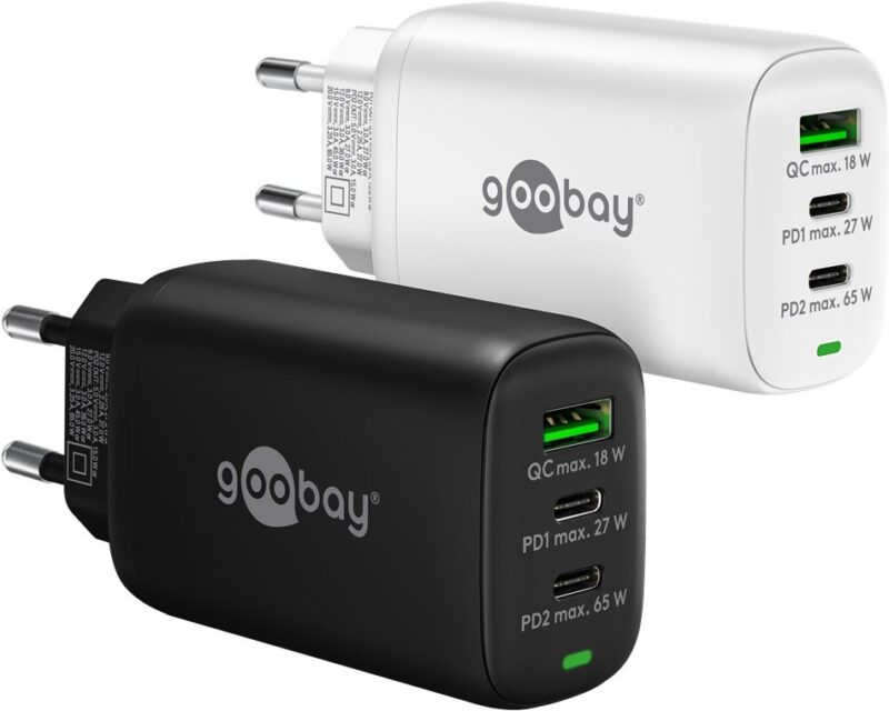 Goobay 65408 ładowarka do urządzeń przenośnych Słuchawki, Laptop, Smartfon, Tablet Biały Prąd przemienny Szybkie ładowanie Wewnętrzna