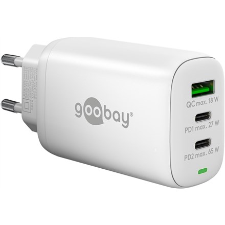 Goobay 65408 ładowarka do urządzeń przenośnych Słuchawki, Laptop, Smartfon, Tablet Biały Prąd przemienny Szybkie ładowanie Wewnętrzna