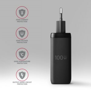 Axagon ACU-DPQ100 ładowarka do urządzeń przenośnych Komputer przenośny, Telefon komórkowy, Netbook, Laptop, Smartfon, Smartwatch, Tablet, Uniwersalne Czarny Prąd przemienny Szybkie ładowanie Wewnętrzna