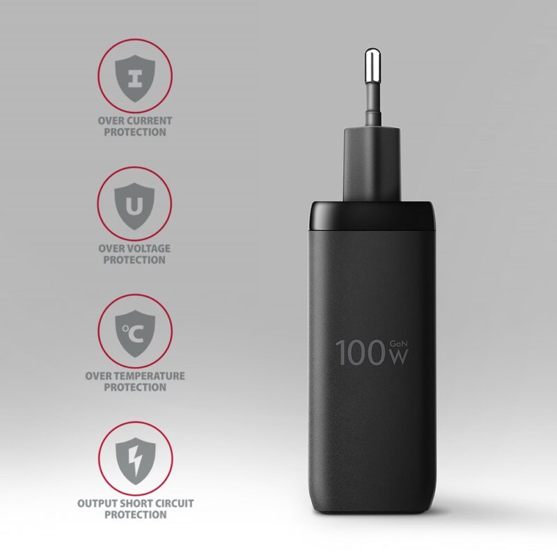 Axagon ACU-DPQ100 ładowarka do urządzeń przenośnych Komputer przenośny, Telefon komórkowy, Netbook, Laptop, Smartfon, Smartwatch, Tablet, Uniwersalne Czarny Prąd przemienny Szybkie ładowanie Wewnętrzna