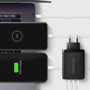 Axagon ACU-DPQ100 ładowarka do urządzeń przenośnych Komputer przenośny, Telefon komórkowy, Netbook, Laptop, Smartfon, Smartwatch, Tablet, Uniwersalne Czarny Prąd przemienny Szybkie ładowanie Wewnętrzna