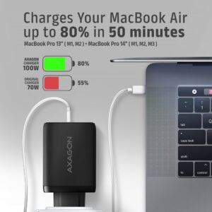 Axagon ACU-DPQ100 ładowarka do urządzeń przenośnych Komputer przenośny, Telefon komórkowy, Netbook, Laptop, Smartfon, Smartwatch, Tablet, Uniwersalne Czarny Prąd przemienny Szybkie ładowanie Wewnętrzna