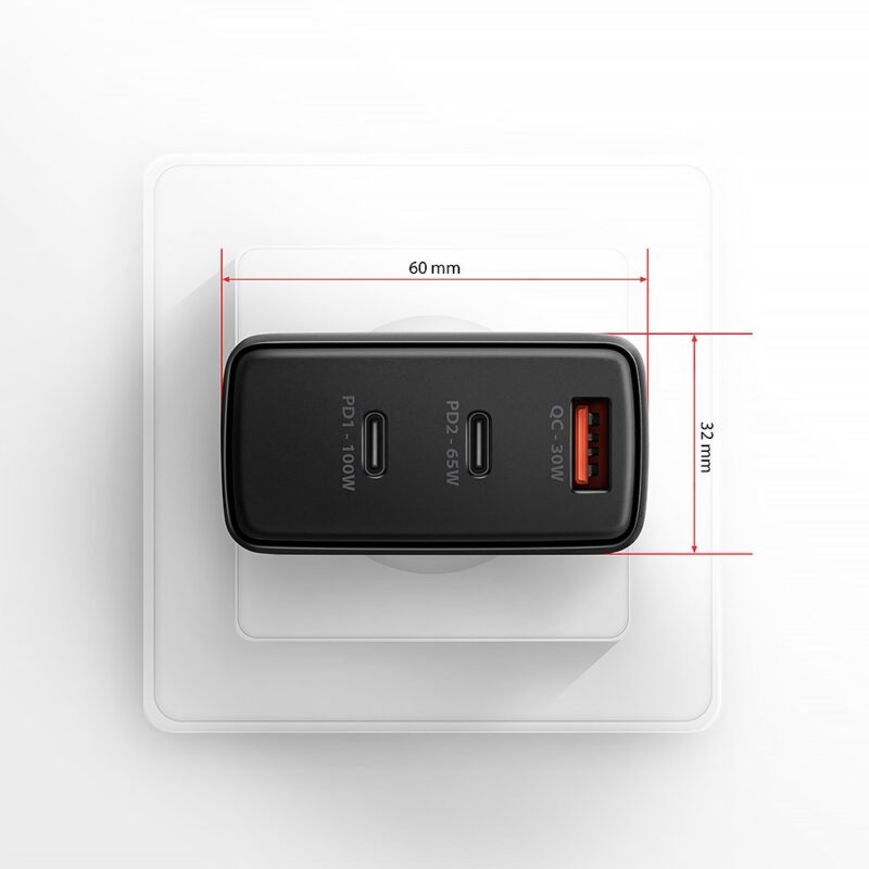 Axagon ACU-DPQ100 ładowarka do urządzeń przenośnych Komputer przenośny, Telefon komórkowy, Netbook, Laptop, Smartfon, Smartwatch, Tablet, Uniwersalne Czarny Prąd przemienny Szybkie ładowanie Wewnętrzna