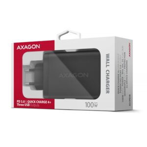 Axagon ACU-DPQ100 ładowarka do urządzeń przenośnych Komputer przenośny, Telefon komórkowy, Netbook, Laptop, Smartfon, Smartwatch, Tablet, Uniwersalne Czarny Prąd przemienny Szybkie ładowanie Wewnętrzna