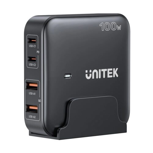 Sieciowa ładowarka GaN - Unitek P1229ABK01-EU | 100W 2x USB-C 2x USB-A
