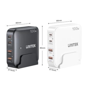 Sieciowa ładowarka GaN - Unitek P1229ABK01-EU | 100W 2x USB-C 2x USB-A