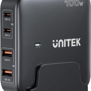 Sieciowa ładowarka GaN - Unitek P1229ABK01-EU | 100W 2x USB-C 2x USB-A