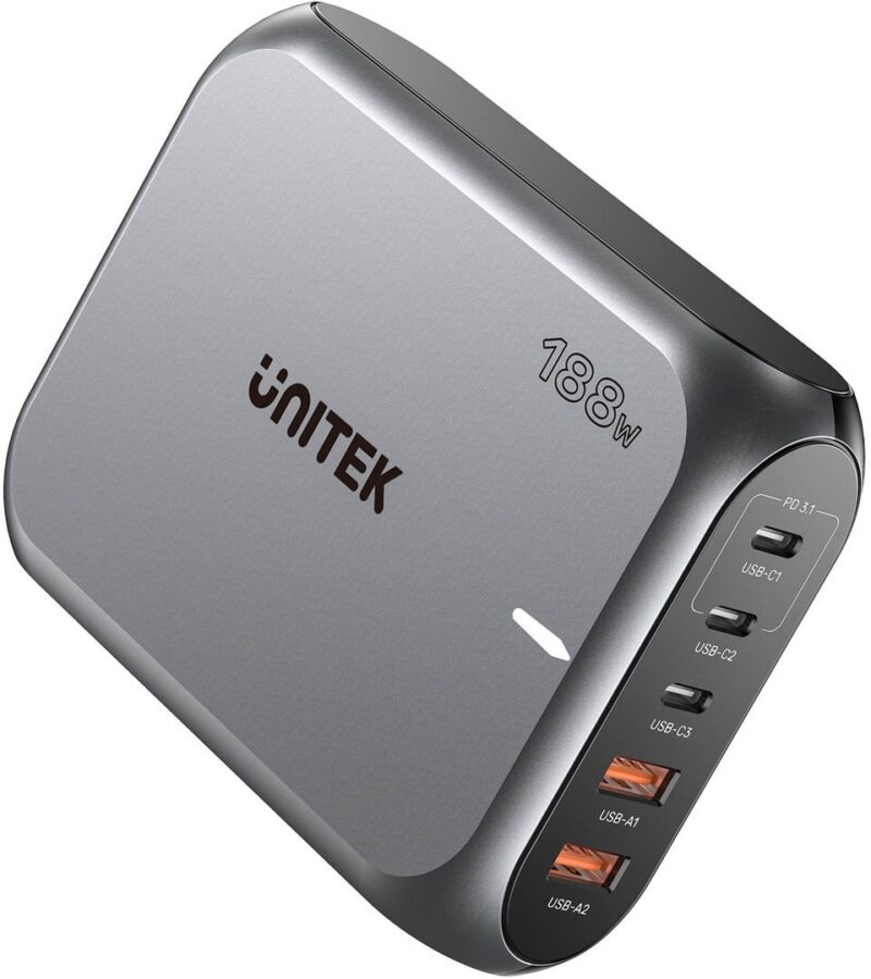 UNITEK ŁADOWARKA SIECIOWA 2X USB-A 3X USB-C GAN PD 3.1 188W