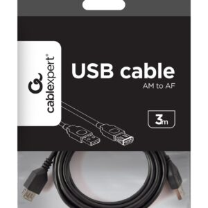 Kabel GEMBIRD CCP-USB2-AMAF-10 (USB 2.0 typu A F - USB 2.0 typu A M; 3m; kolor czarny)