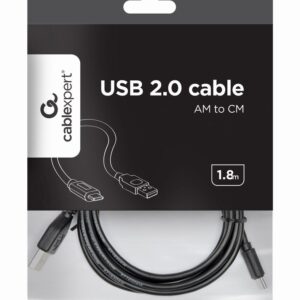 Kabel GEMBIRD CCP-USB2-AMCM-6 (USB 2.0 M - USB typu C M; 1,8m; kolor czarny)