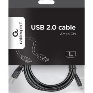 Kabel GEMBIRD CCP-USB2-AMCM-1M (USB 2.0 M - USB typu C M; 1m; kolor czarny)