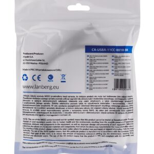 LANBERG KABEL USB-A -> USB-B M/M 1M (FERRYT, CZARNY) CA-USBA-11CC-0010-BK