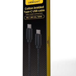 GEMBIRD KABEL USB TYPE-C -> USB TYPE-C 1.8M, ŁADOWANIE/TRANSMISJA DANYCH, CZARNY