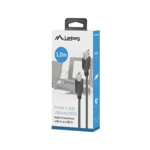 LANBERG KABEL USB-A->USB-B M/M 2.0 1M FERRYT CZARNY BOX CA-USBA-15CU-0010-BK